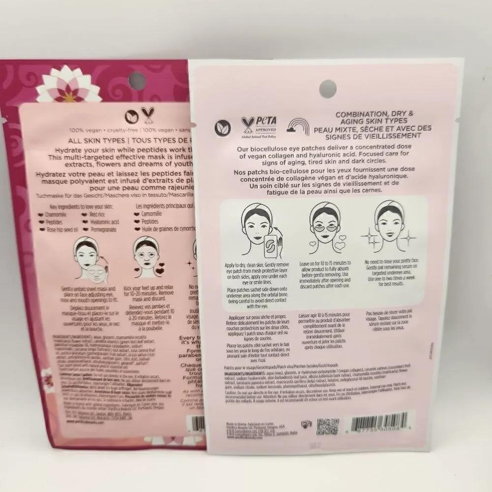 Pacifica Sheet Face Mask Vegan Collagen Spot Masks & Disobey Time Full Face Mask